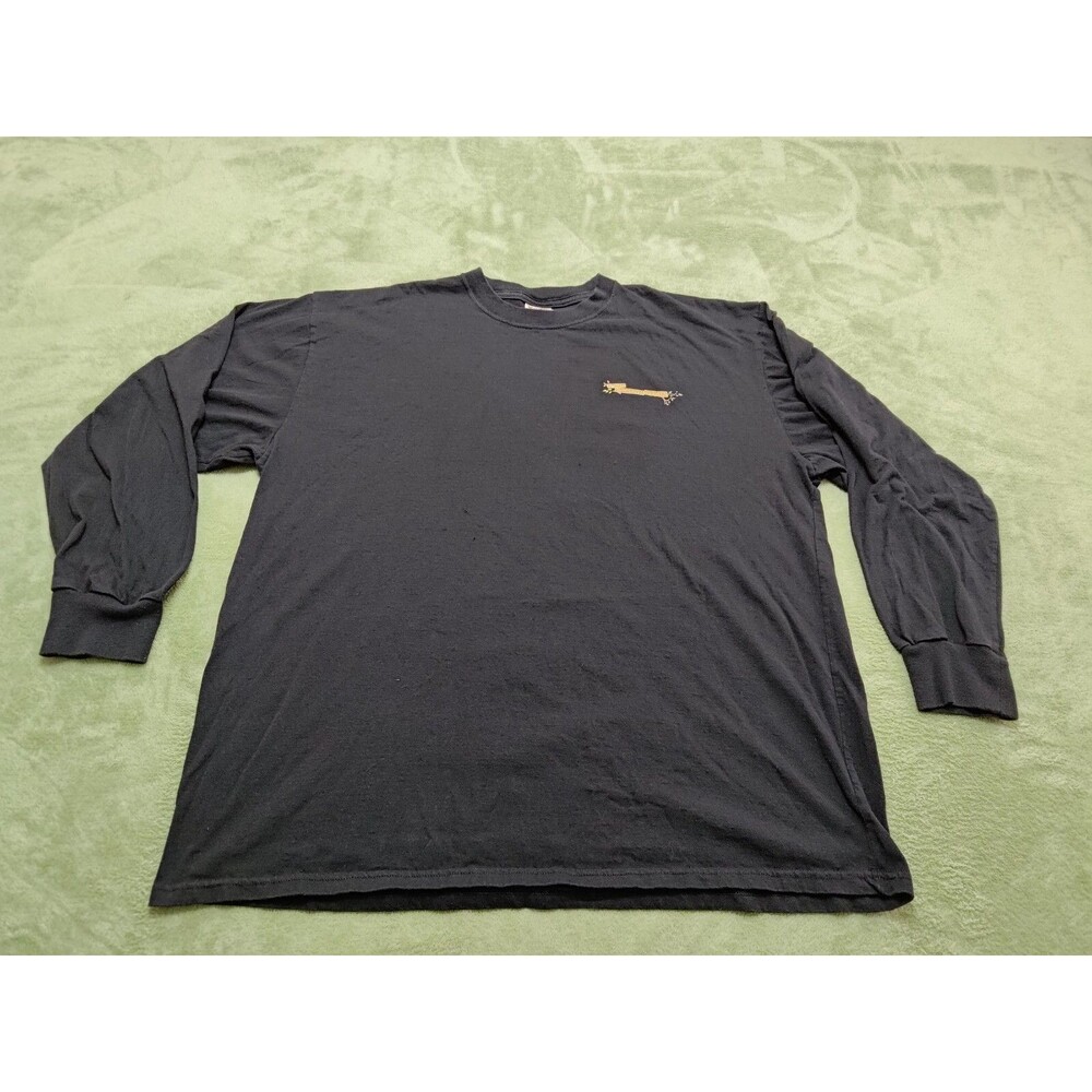 Ultimate Wilderness Hunting Survival Graphic Tee Shirt Mens Sz L Black L/S Vtg